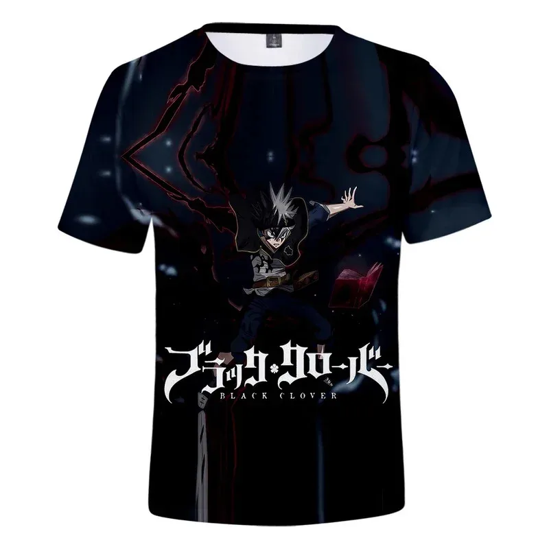 zz04zz12Harajuku نمط تي شيرت قصير تي شيرت عادية الهيب هوب الشارع الشهير أحدث صيحات الموضة البرسيم ثلاثية الأبعاد طباعة الرجال والنساء أنيمي الأسود