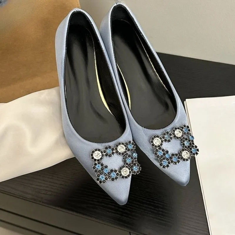 

Inside Heightened Single Shoes Fashion Pointed Toe Shallow Mouth Slip-on Soft Sole Low Top Shoes