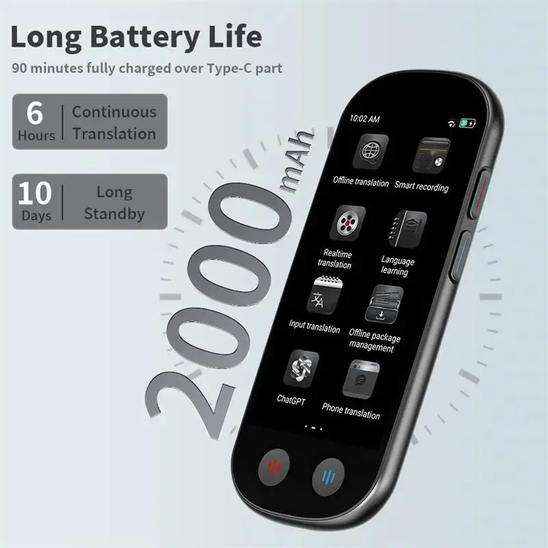 Z9 Portátil Tradutor de Voz Inteligente, Tempo Real, Multilíngue, Fala Interativa, Tradutor Offline, Viagens de Negócios, 139 Idiomas
