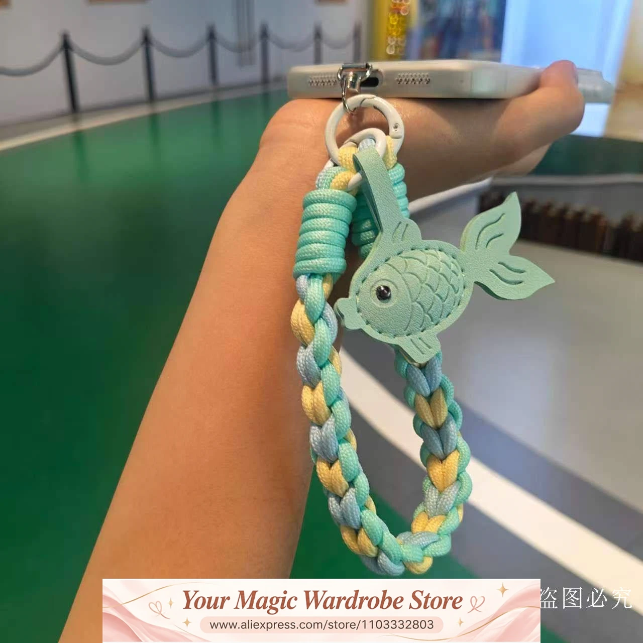 Handmade Fashion Woven Fish Mobile Phone Pendant Color-Blocking Lanyard Bag Chain All Match Ornaments