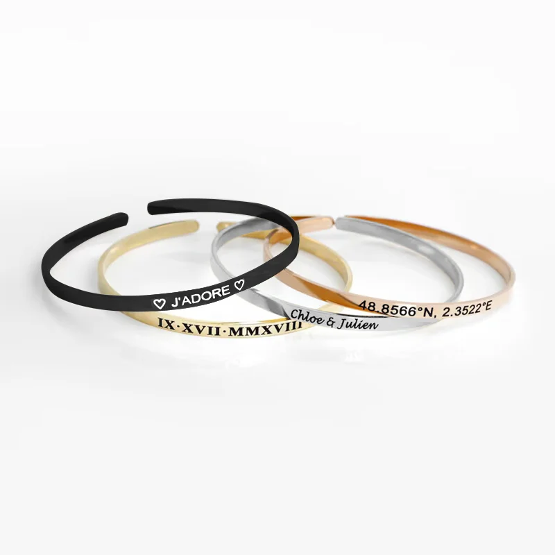 Custom Stainless Steel Stacking Bracelets, for Women's Birthdays, Valentine's Day, Christmas Gifts, Stylish and Stylish Jewelry view 5