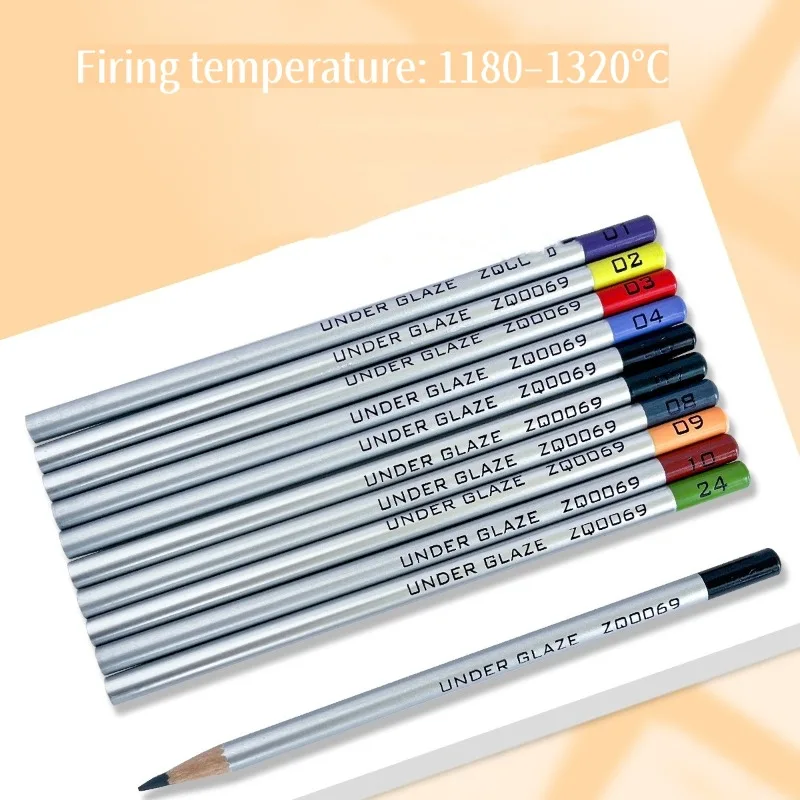 10-color Boxed Ceramic Art Underglaze Colored Pencils DIY Handmade Hand-painted Glaze Chalk Pottery Painting and Coloring Tools