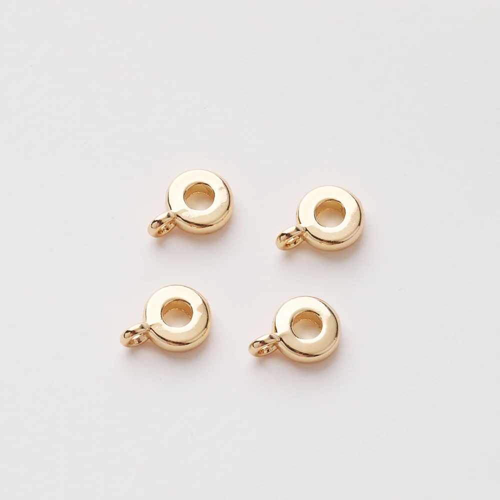 8PCS 14K Gold Plated Brass Color Retention Loop Beads With Hole Spacer Bracelet DIY Jewelry Findings Material Accessories