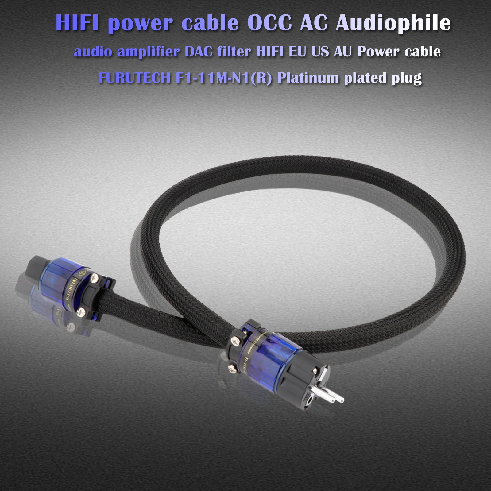 D503 OCC AC Audiophile Power Cable with EU/US/AU FURUTECH F1-11M-N1(R) Platinum Plated Plug for Amplifier Filter CD Player