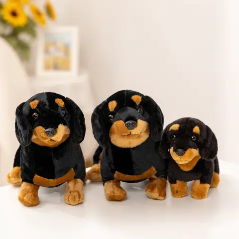 Simulated Dachshund Plush Toys Super Soft Realistic Stuffed Animal Dog Dolls Perfect Gifts for Pets Lovers & Home Decor Accent