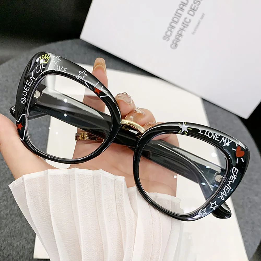 

Fashion Cat Eye Glasses Colorful Large Frame Glasses Anti Blue Light Eyewear Classic Retro Computer Glasses For Fashion Outfit