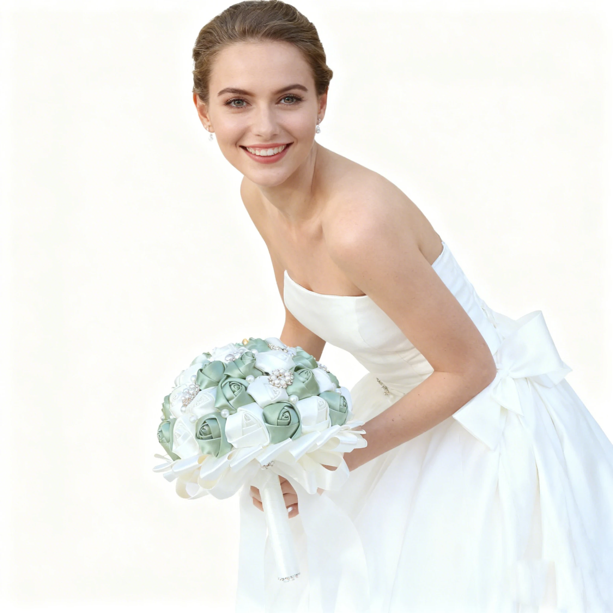 

Green Brooch Bouquet Wedding Bouquet de mariage Wedding Bouquets Pearl Flowers buque de noiva