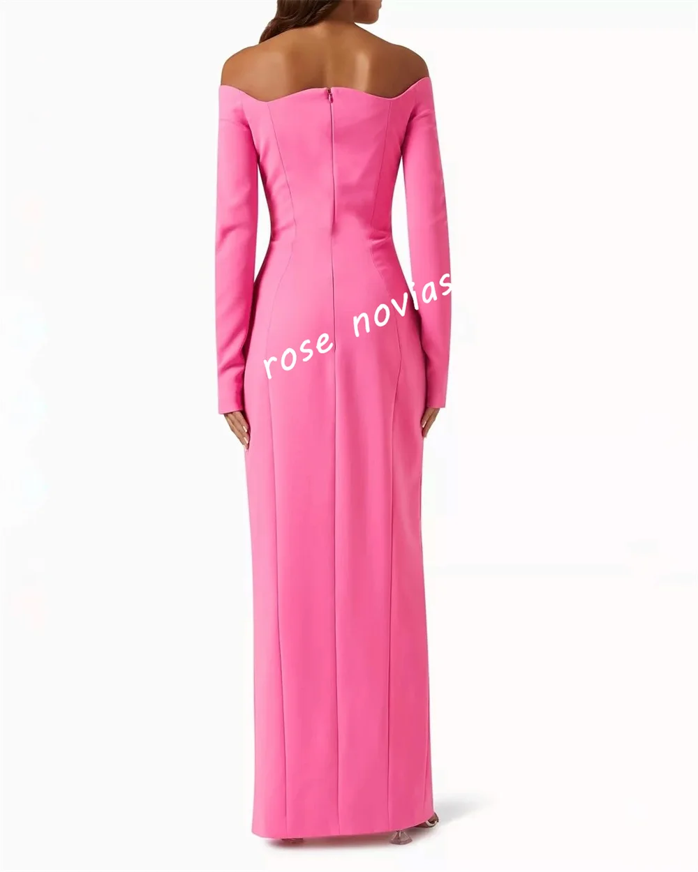 Abiti lunghi dritti con spalle scoperte semplici con pieghe in jersey personalizzati Occasioni su misura Abito da sera di alta qualità Festa elegante