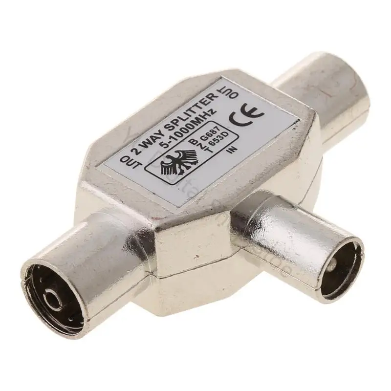 96BA 2-Wege für T-Splitter, 1 x Stecker auf 2 x Buchse, Metall-Koax-Koaxial-TV-Antennenadapter – Detail 9
