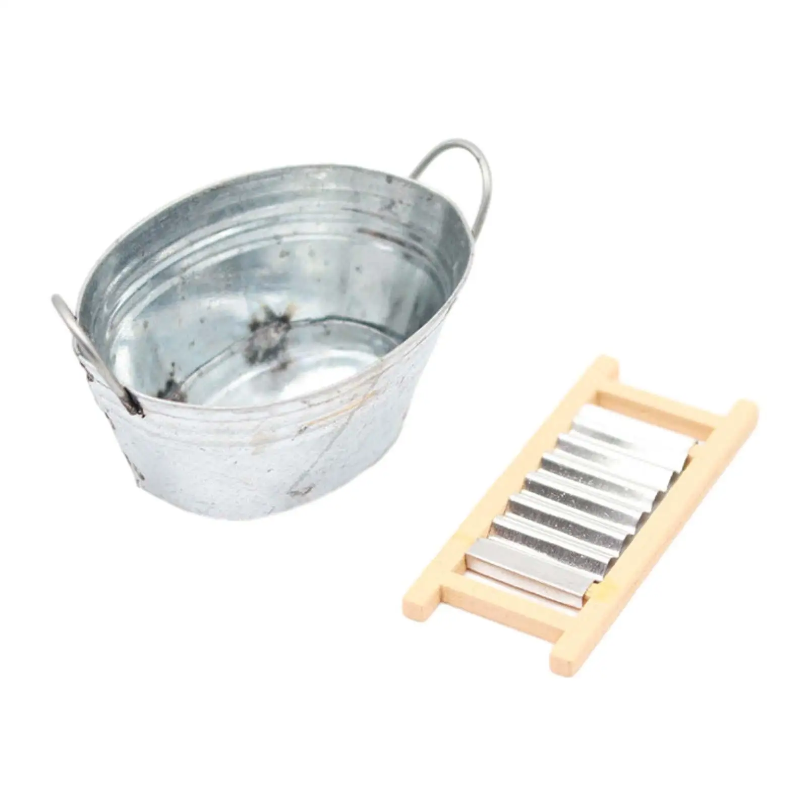 

Dollhouse Accessories Miniature Dollhouse Washbasin, Doll House Washing Basin with Washboard for 1/6 1/12 Garden, Livingroom