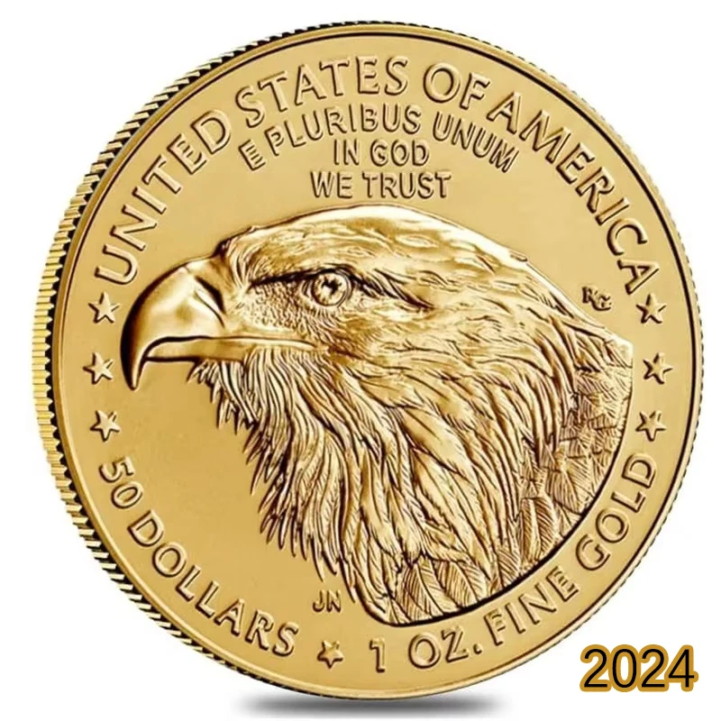 2024 New Limited Edition Non-currency Coin Commemorative Liberty Goddess 24K Gold Plated American Eagle Head Coin Badge of Honor