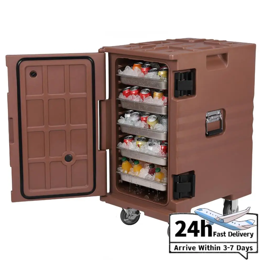 

118QT Front Loading Insulated Food Pan Carrier Stackable Catering Dishbox with Wheels W/Handles for Catering & Transport