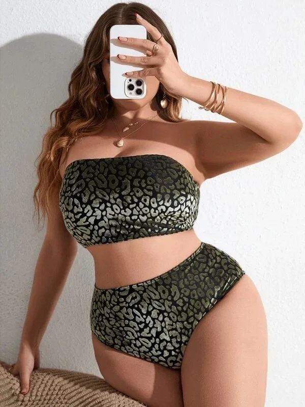 0XL - 4XL New Leopard Bikini Plus Size Large Size Swimwear Women Swimsuit Female Two-pieces Bikini set Bather Bathing Suit