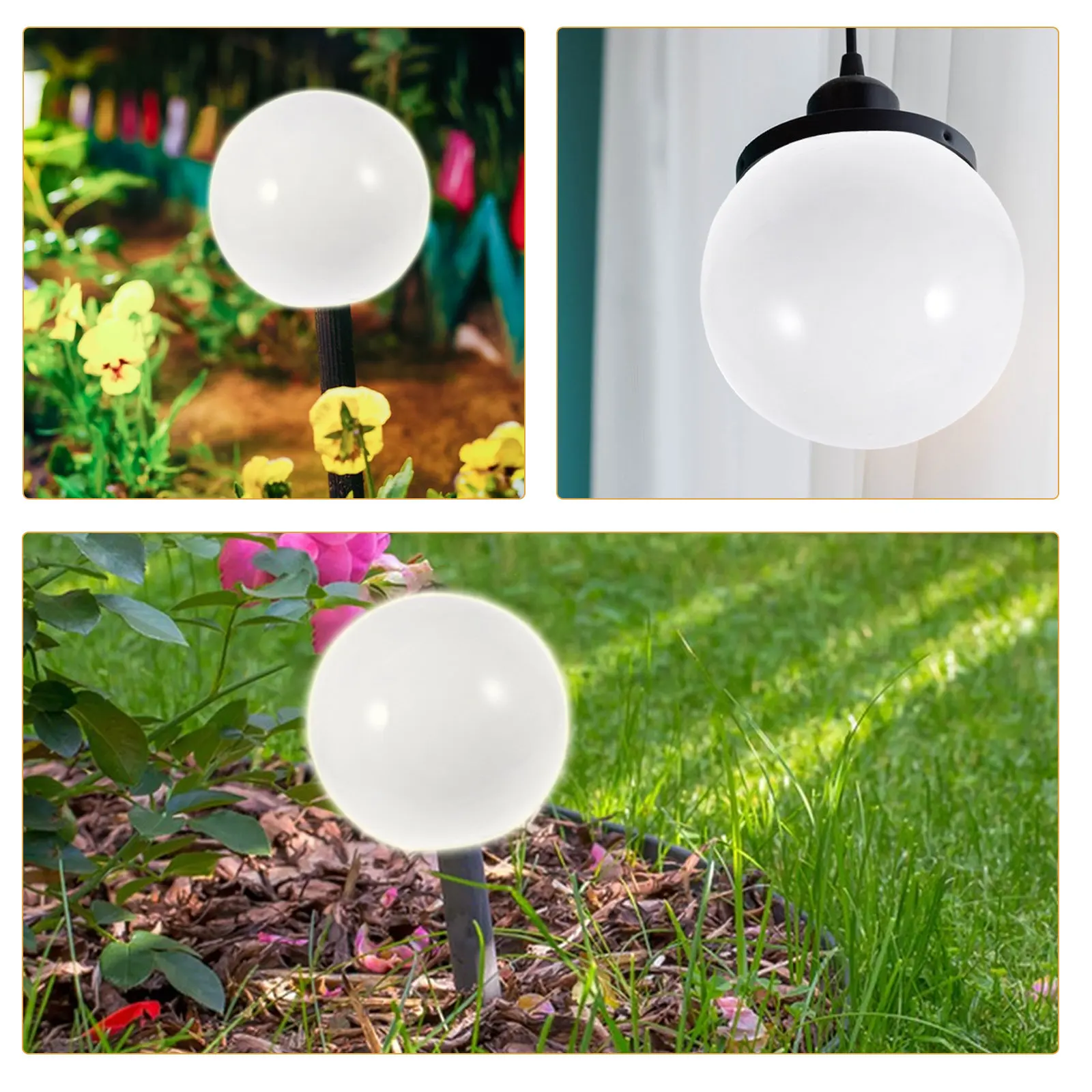 白いアクリル球形ランプシェードの交換用、屋外グローブライト用、機能的でエレガントなデザイン、丸型ランプシェード、ポーチ、パティオ用