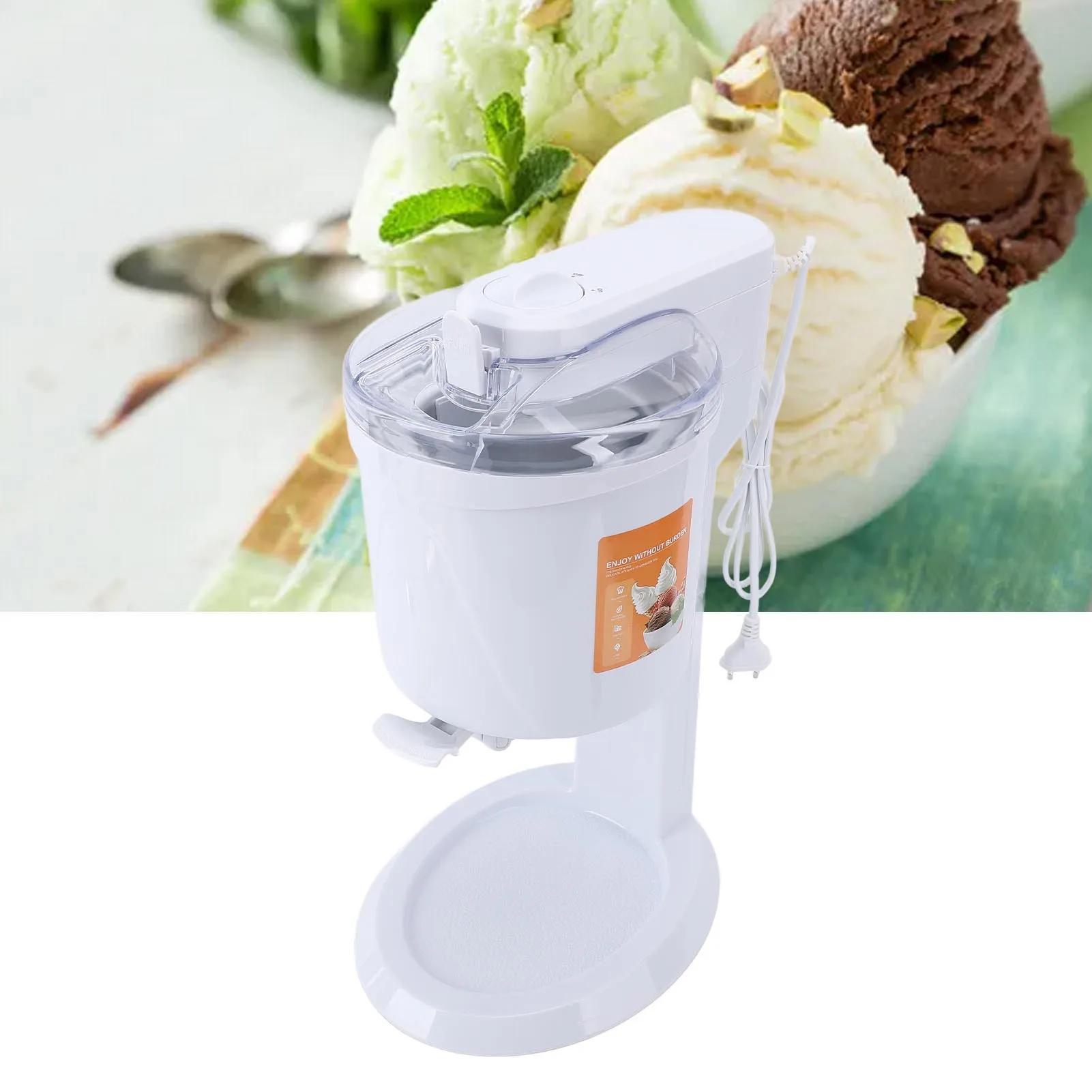 

Машина для мороженого, автоматическое смешивание, маленькая машина для приготовления замороженного йогурта для дома, низкий уровень шума, емкость 1 л, вилка европейского стандарта, 220 В