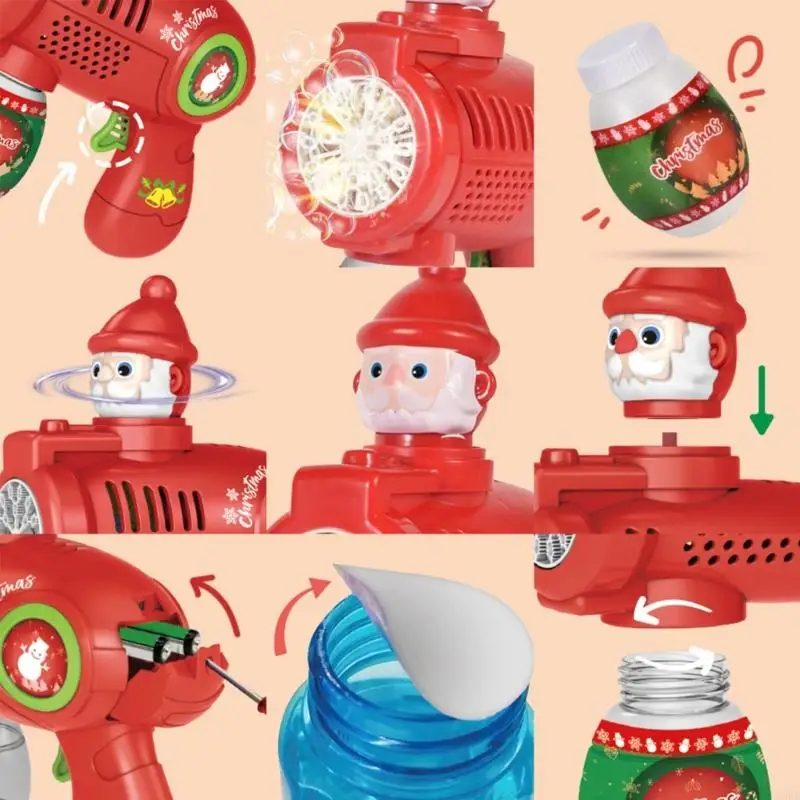 Pistolets à bulles électriques A2UB, activité noël, avec lumière LED, cadeau pour parc en plein air