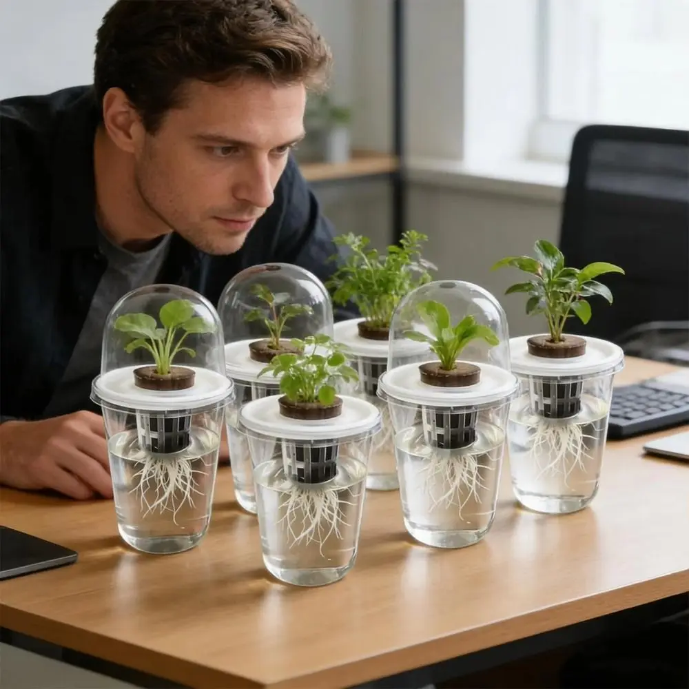 Practical Plastic Root View Cups Transparent Visible Hydroponic Planter Pots Self Watering Germination Cup Garden