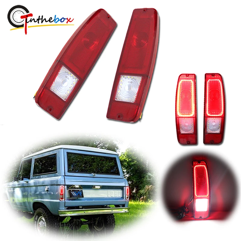 

Gtinthebox For Ford Styleside F100/250/350 TRUCK, Econoline E100/200/300, Bronco Red & White LED Rear Tail Brake, Backup Lights