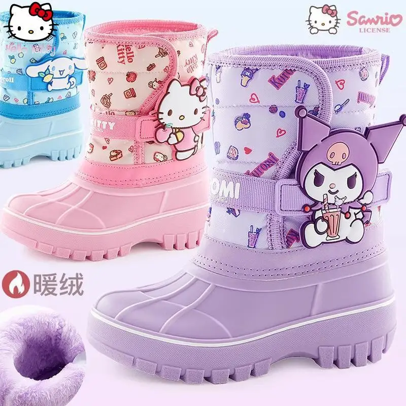 

Sanrio Girls' Winter New Kuromi Thick Cotton Boots Cartoon Anime Children Cinnamoroll Melody Warm Rain Boots Sweet Comfort Shoes