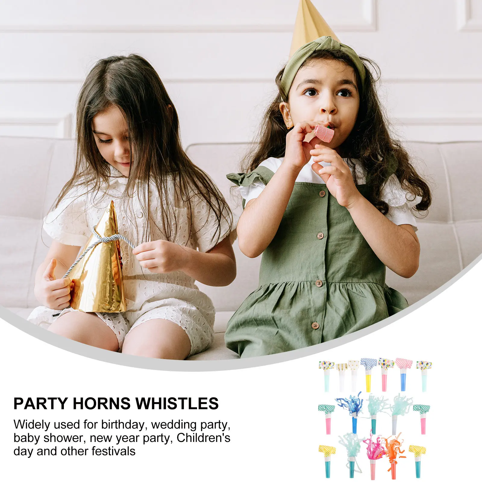 27pcs Party Blowouts & Whistles – Fun Kids Noise Makers, Bright Colors, Safe Paper, Ergonomic Design