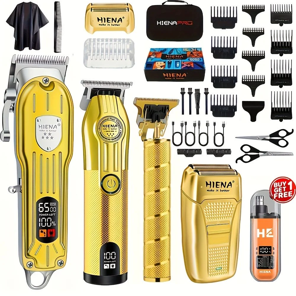 five-piece-professional-men's-hair-clipper-set-professional-hairdressing-scissors-set-wireless-charging-dry-hair-styling-tool