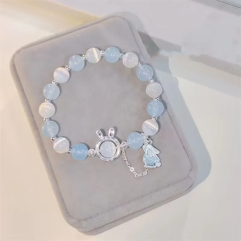Design Sinn Fuchs Perlen Armband für Frauen Licht Luxus Blau Kristall Quaste Feder Armband Ästhetischen Harajuku Schmuck Geschenke – Detail 11