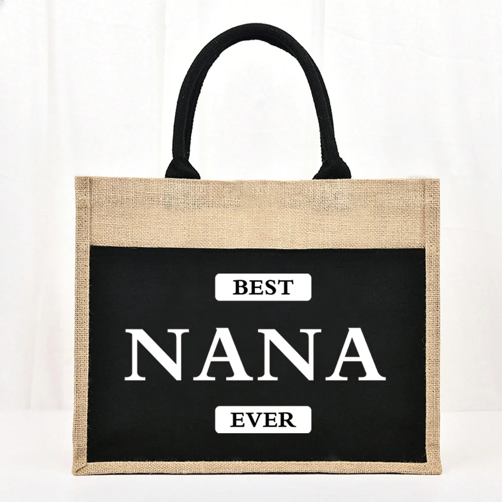 Tote Bag Reusable Jute Shopping Bag Large Capacity  Linen Grocery Bags Nana Series Beach Vintage Imitation Sacks Handbags