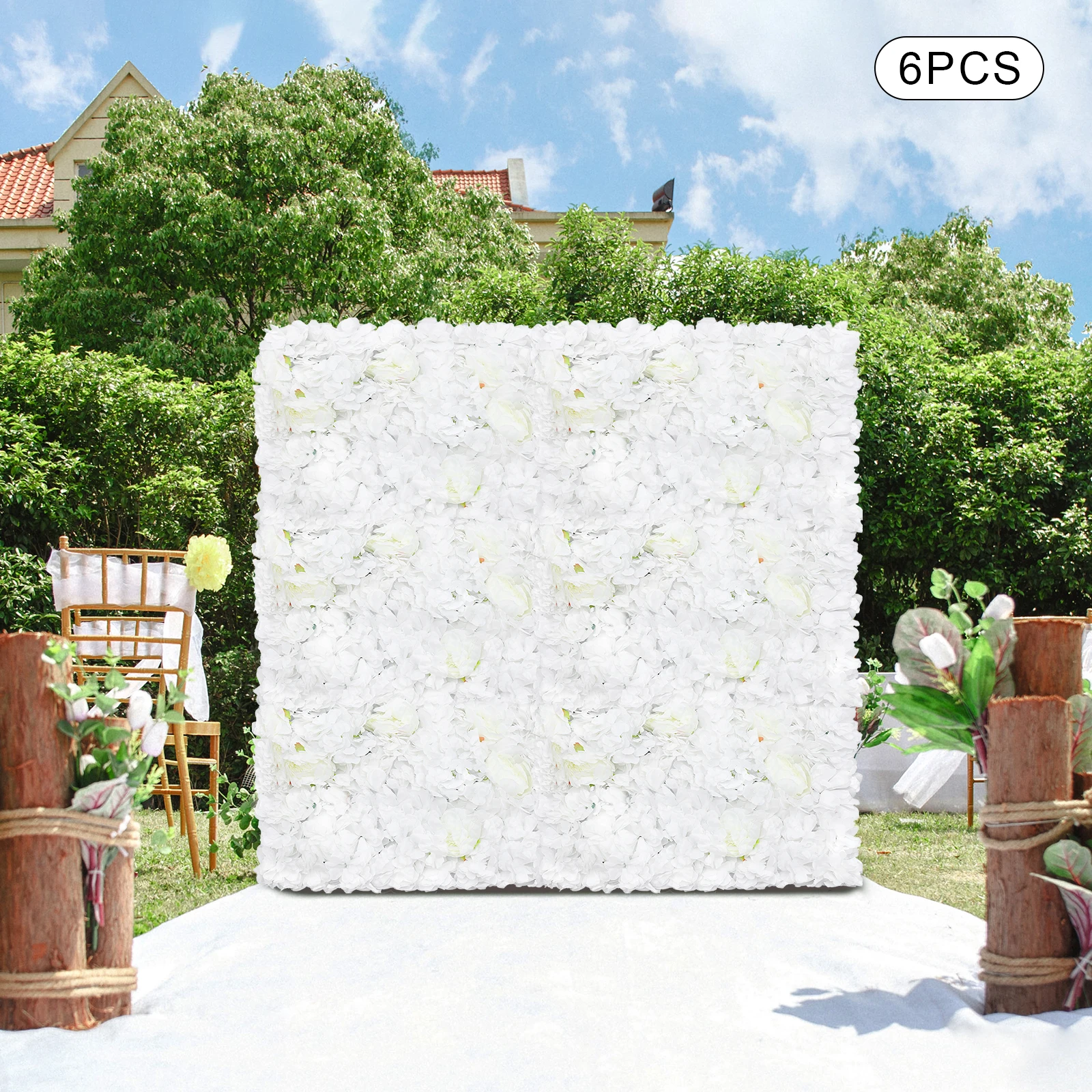 

6Pcs Artificial Silk Flower Wall Panel For Wedding Photography Venue Decor