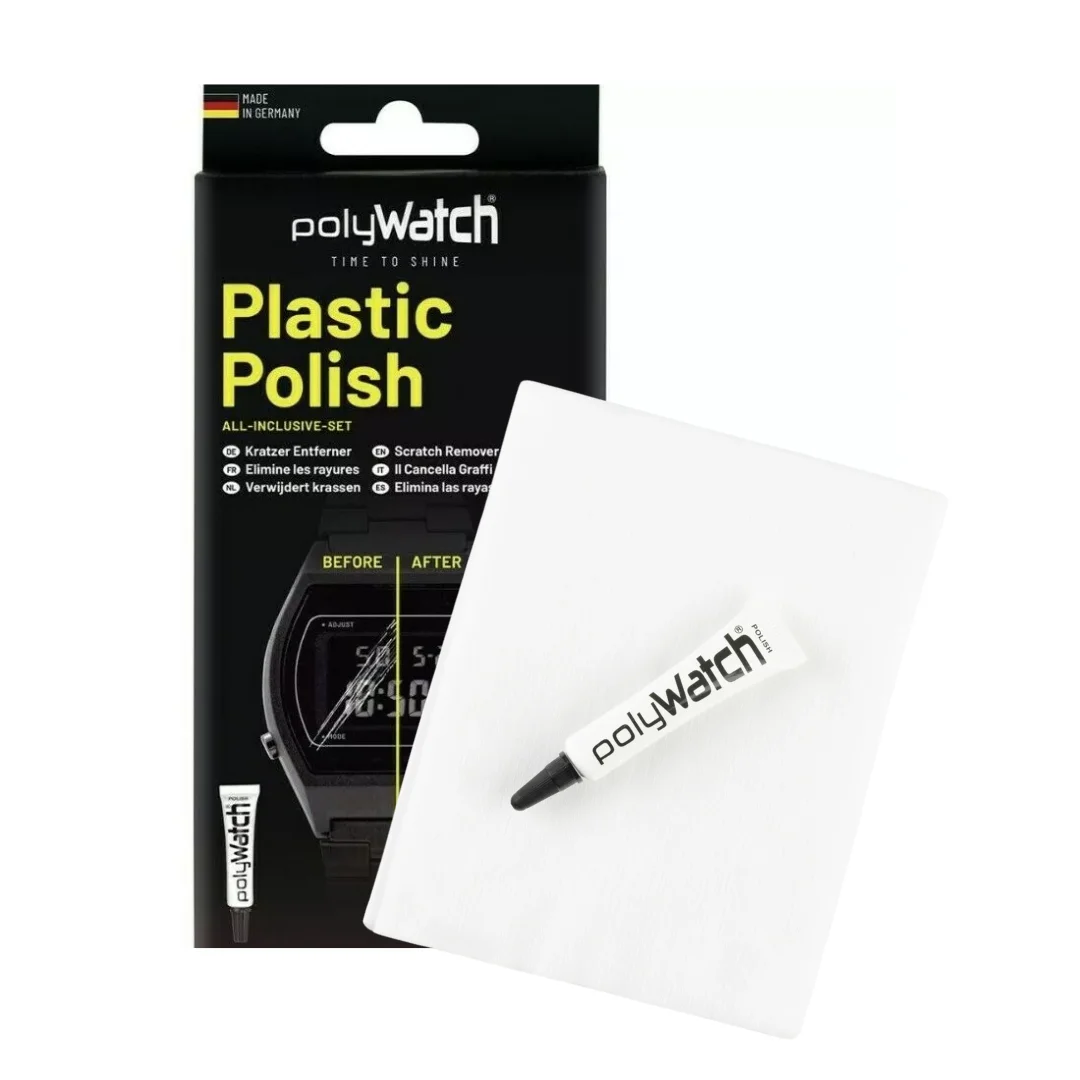 German PolyWatch Plastic Polish Kit Complete Set with Polish & Cloth Removes Scratches from Acrylic Watch Crystals