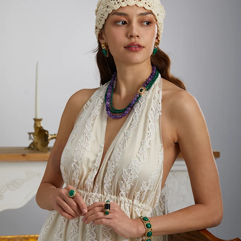 18K Gold-Plated Onyx Statement Ring for Women