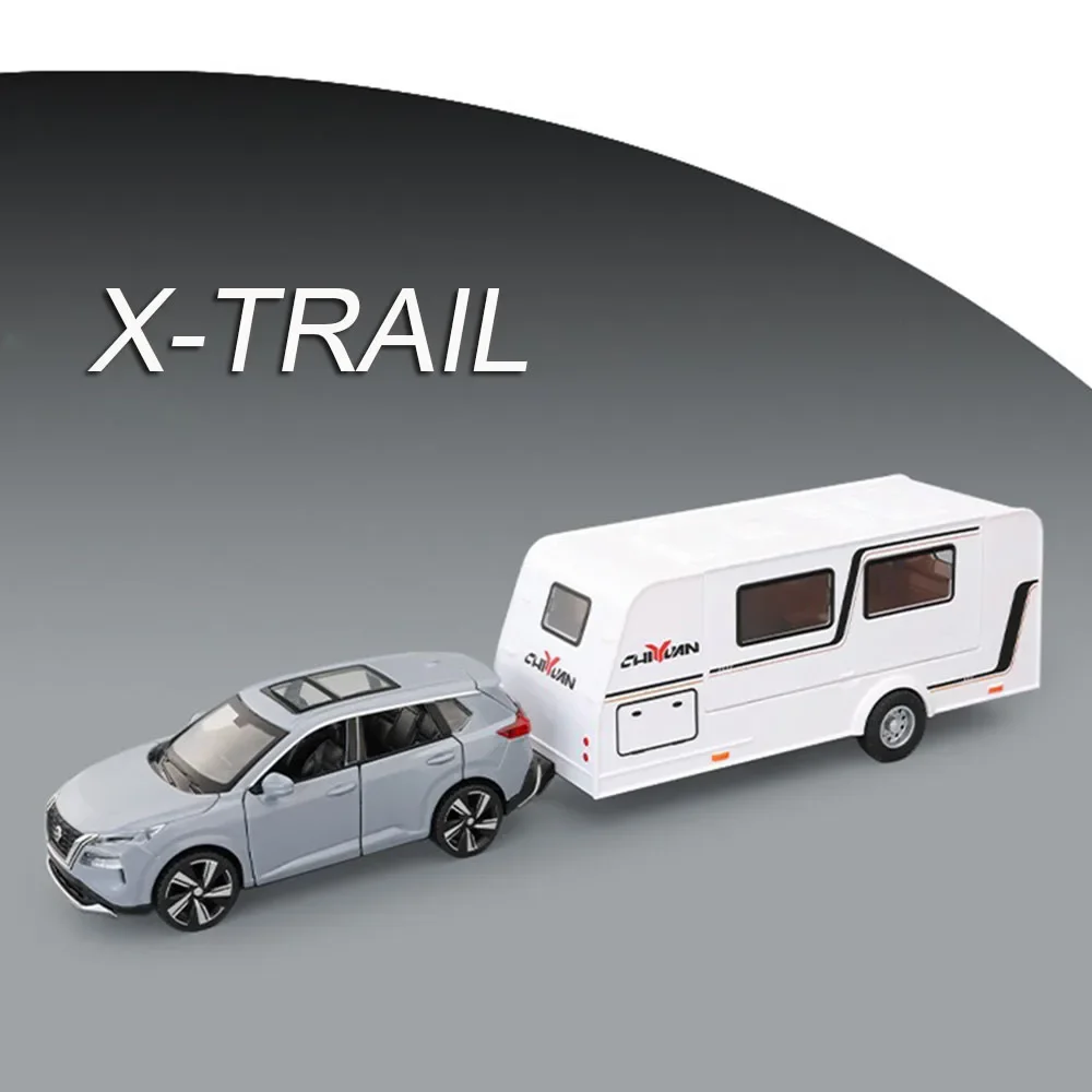 1:32 Lega Nissan X-TRAIL Touring RV Auto Giocattoli Modelli Musica leggera Porta aperta RV Ruota Tirare indietro Veicolo per ragazzi Regali di compleanno