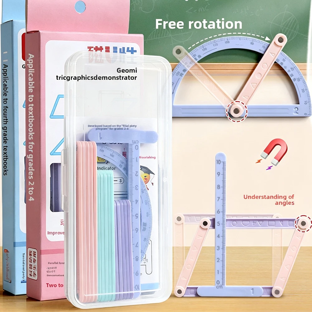 Magnetic Geometry Demonstrators Multipurpose Protractor Rulers Splicing Bar For Straight Ruler Triangular Protractor Stationery
