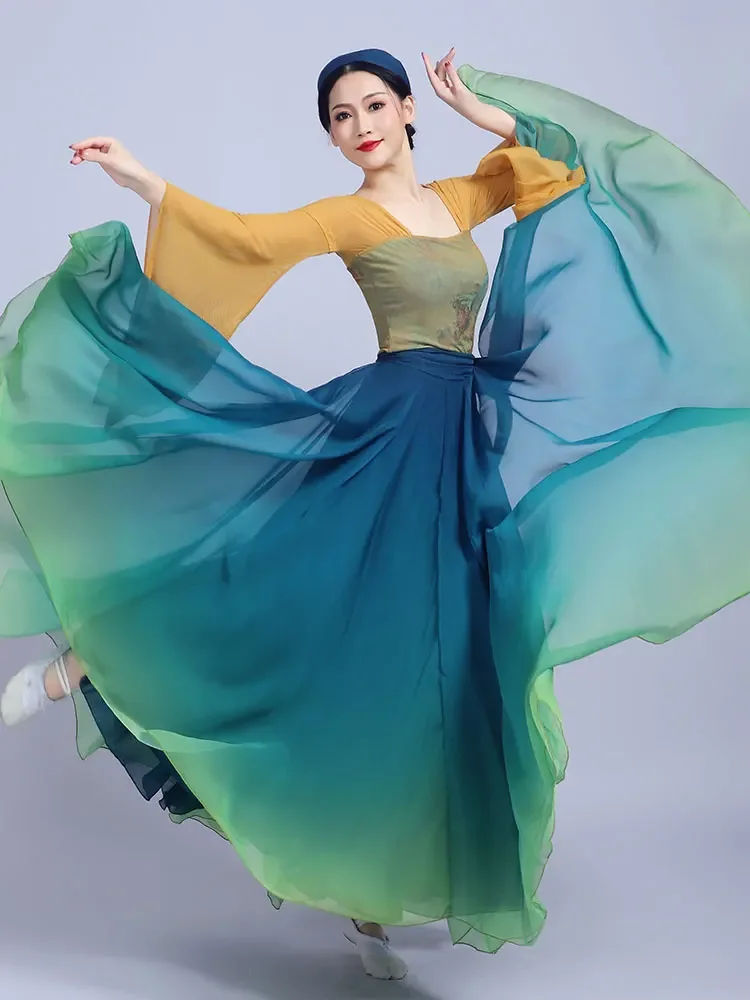 Costume da danza classica Dinastia Tang Danza nazionale in stile cinese Elegante abbigliamento antico Yangko Hanfu Danza popolare Abito da palcoscenico