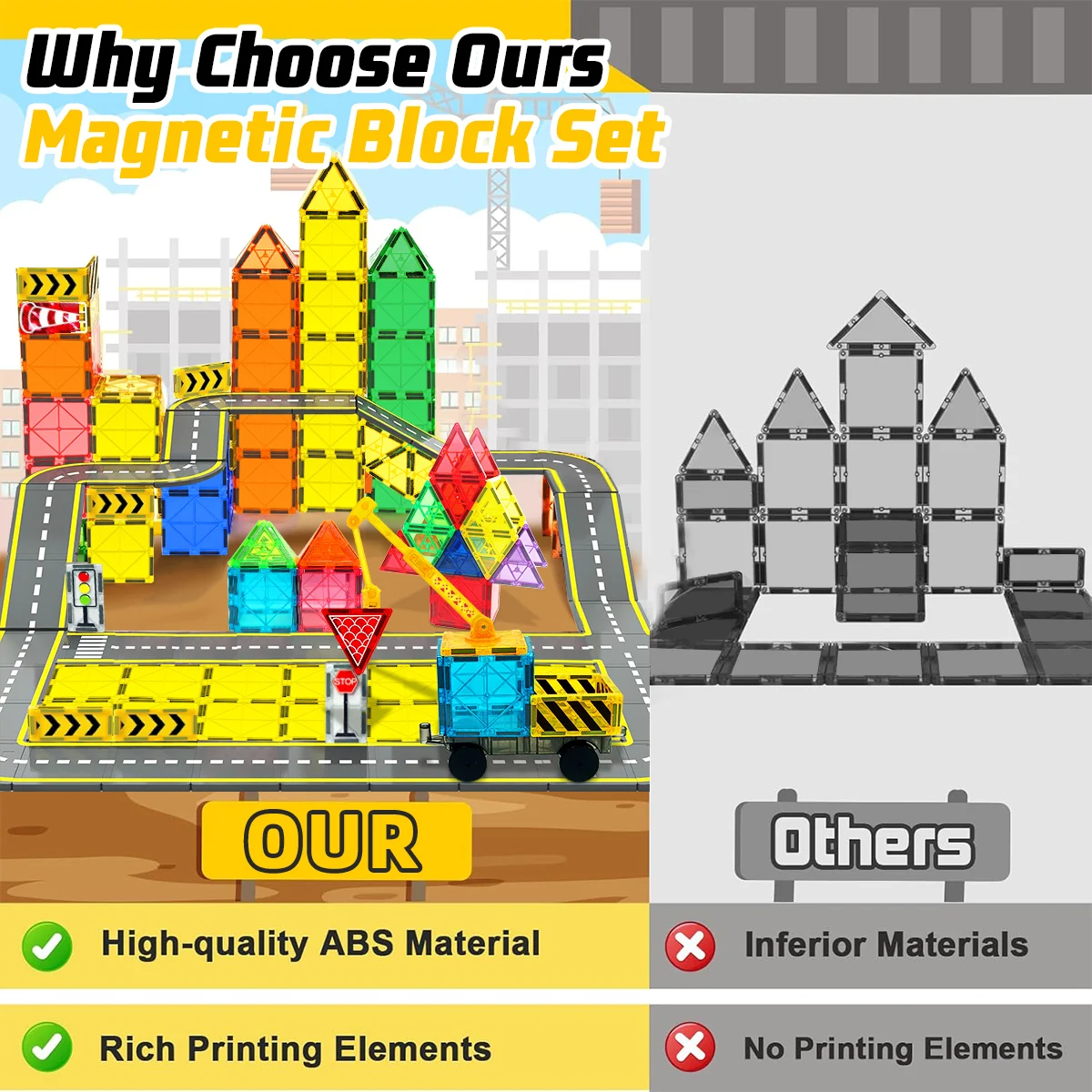 مجموعة ألعاب بناء الطرق المغناطيسية لـ 3+ أطفال كبار السن بنين بنات هدية مكعبات بناء مغناطيسية ألعاب تعليمية مونتيسوري