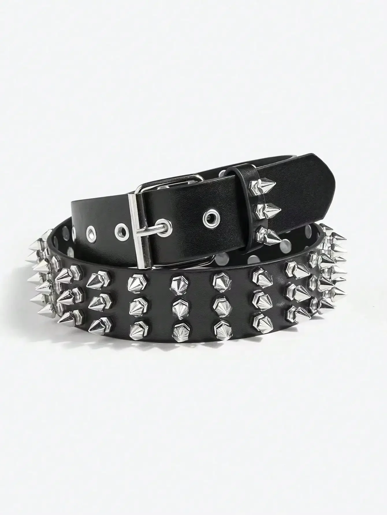 1pc Women\'s Cool Punk Style Rivets Decorated Heavy Metal Dark Belt