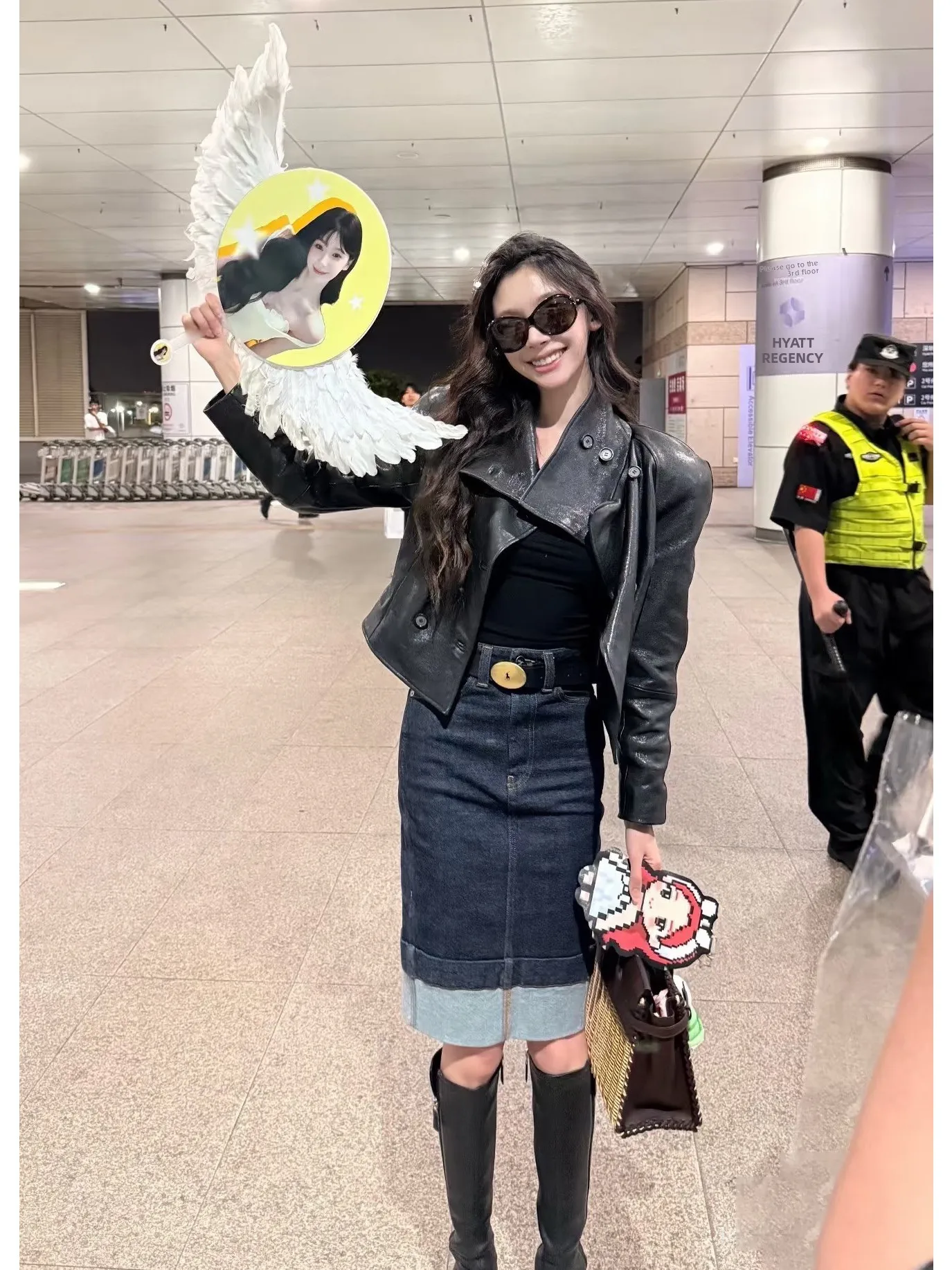 Deep Blue High Waist Cuffed Slimming Denim Skirt New Personality Back Split Wrap around Skirt mid Length Ladies Fashion
