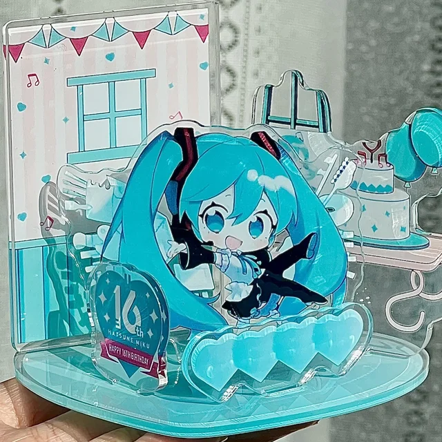 Figurka Hatsune Miku z okazji 16-lecia, nowa wersja anime 2026, kawaii, wersja Q, akrylowe DIY moduły do składania, modele stojące, zabawki, prezenty.