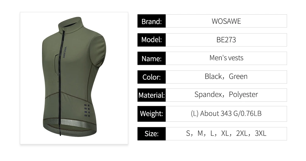 WOSAWE Winter Fahrradweste Winddichte Fleeceweste MTB Fahrradbekleidung Ärmellose Fahrradjacke Atmungsaktive Bergweste – Detail 13
