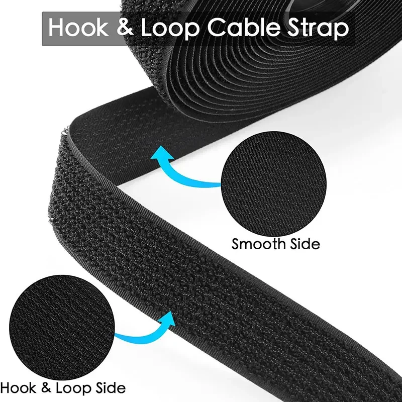 2/5M Hook and Loop Straps with Buckles 16-38mm Adjustable Fastening Cable Straps for Cable Tidy  Wire Management Cord Organiser