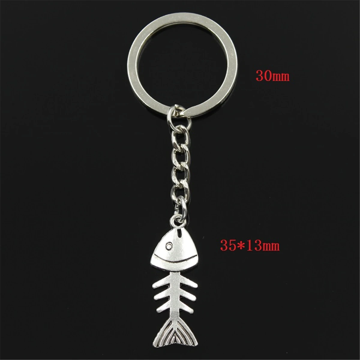 Fashion Keychain 35x13mm Fish Bone Pendants DIY Men Jewelry Car Key Chain Ring Holder Souvenir For Gift