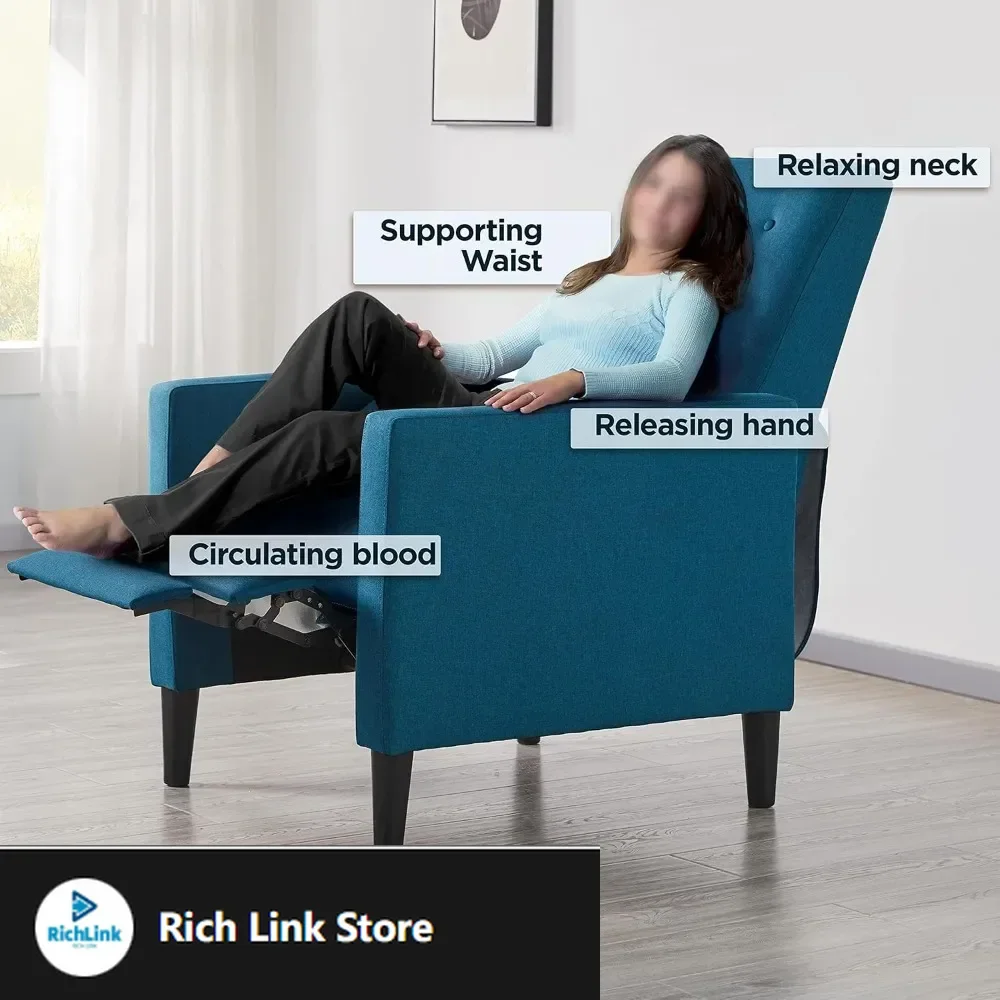 

Fabric Recliner Chair Mid-Century Modern Recliner Adjustable Single Recliner Sofa with Thicker Seat Cushion Tufted Upholstered