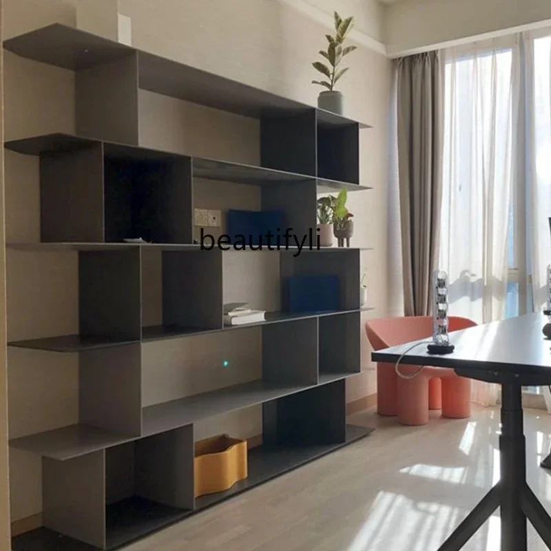 ls 27Modern simple bookcase bookshelf Italian minimalist Nordic bookcase floor-to-ceiling display cabinet