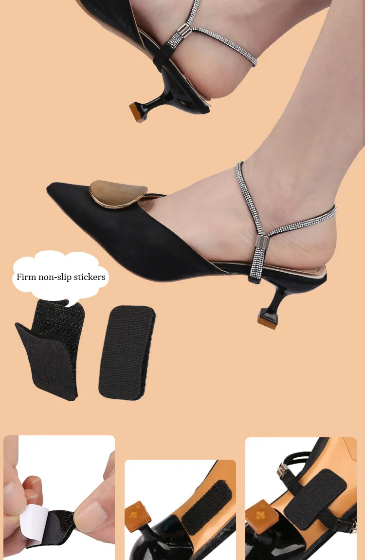 Diamant-Schnürsenkel, Anti-Rutsch-Fersenriemen, Gürtel mit Strasssteinen, für High Heels, Schuhbänder, Anti-Verloren-Bänder für Damen, elastische Fixierriemen, Strass – Detail 8