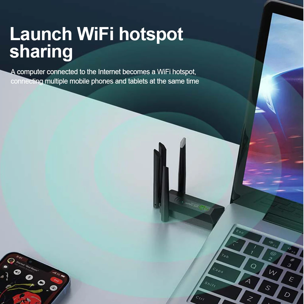 1200Mbps USB 3.0 WiFi Adapter Wireless Network Card 2.4G 5G Dual Band High Speed USB WiFi Adapter Network Signal Transmitter