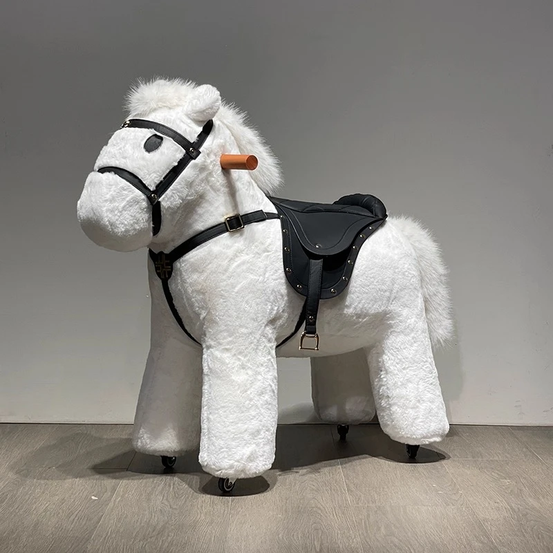 

French style sliding children's Trojan horse first birthday gift home decoration creative yellow horse stool