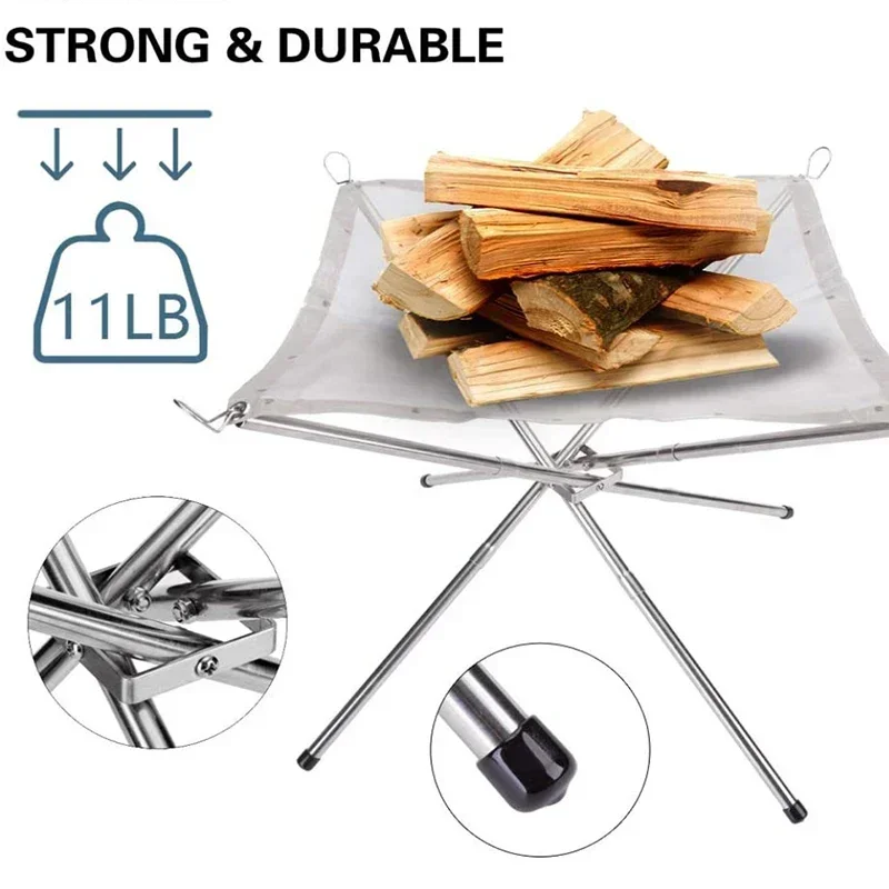 Portable Outdoor Fire Pit Camping Fire Pit Foldable Mesh Fire Pits Fireplace for Camping, Campfire,Carrying Bag Included