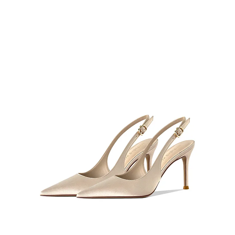 

2025 Summer New Pointed-toe Pumpy Buckle Strap Stiletto Heel Sandals Women's Toe Toe Back Empty High Heel Shoes