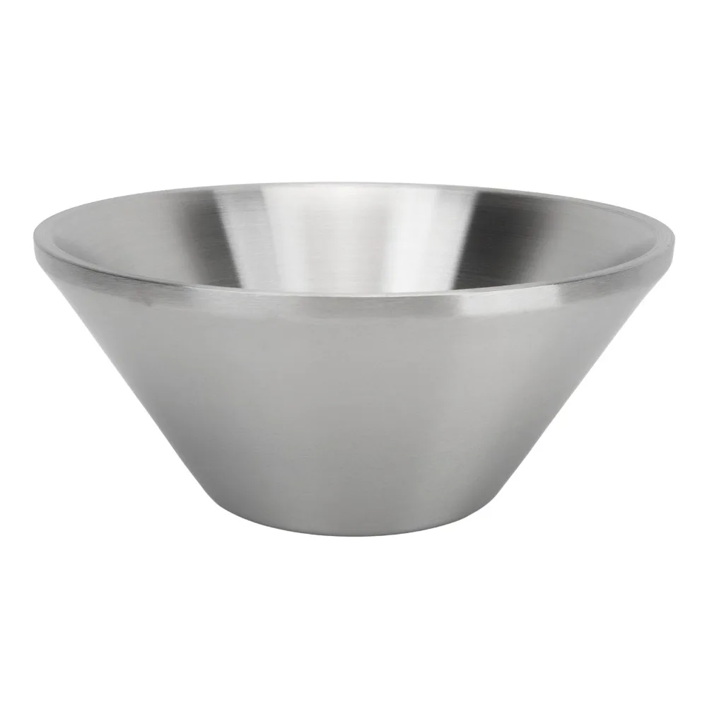 Lightweight Rustless Steel Rice Bowl Conical Thickened Salad Bowl Smooth Double Layer Shaved Ice Bowl Rice Serving