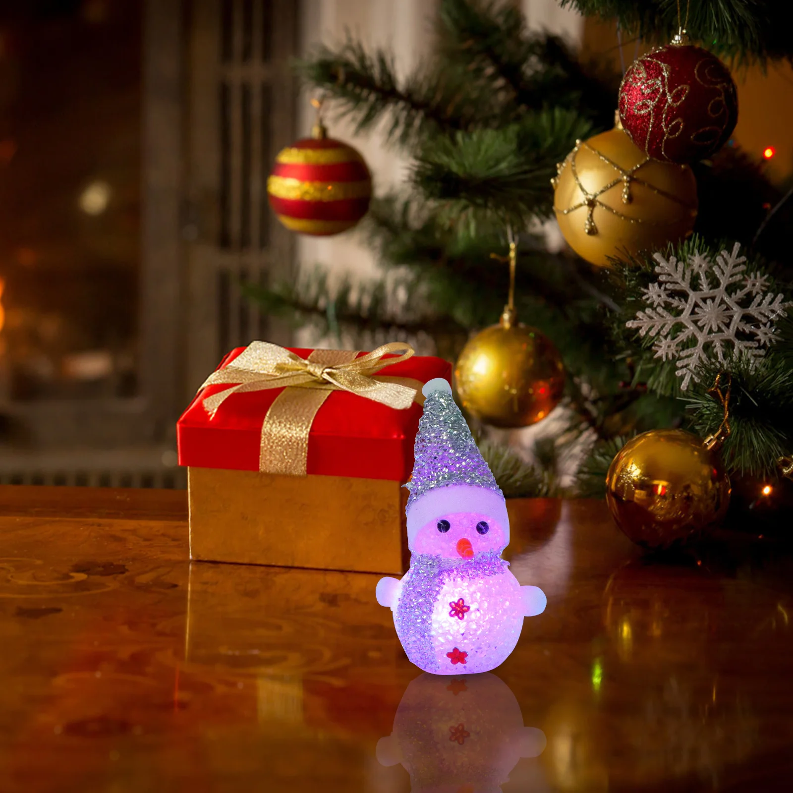 4 قطع متوهجة LED ثلج مصباح كريستال اللون تغيير ضوء الليل لعيد الميلاد الديكور المنزل مكتب غرفة نوم شجرة ديكور #2