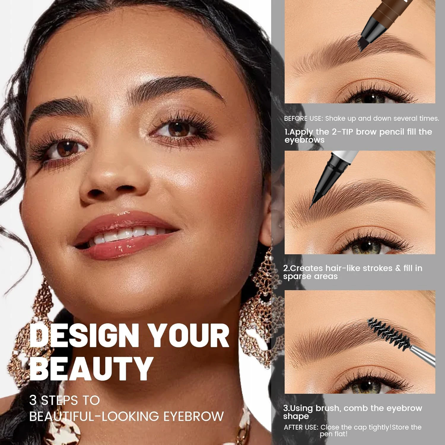 BARVENA natural smooth wild eyebrow pencil eyeliner two-in-one waterproof and sweat-proof double-ended eyebrow pencil